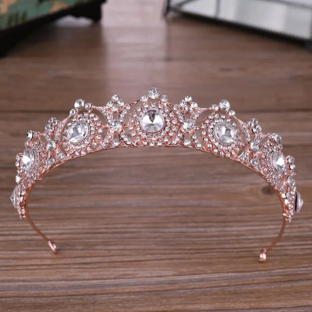 Vera Crystal Bridal Tiara in RoseGold